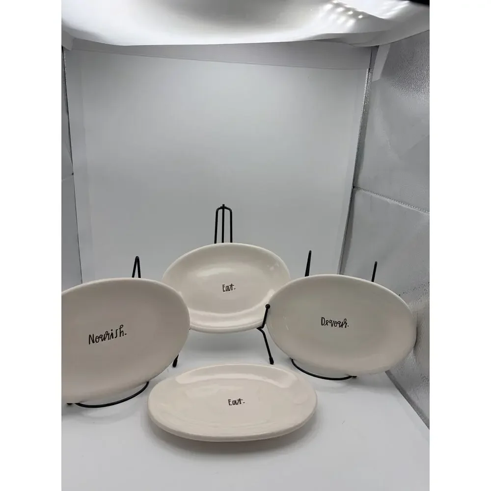 Rae Dunn Oval Snack Plates 8